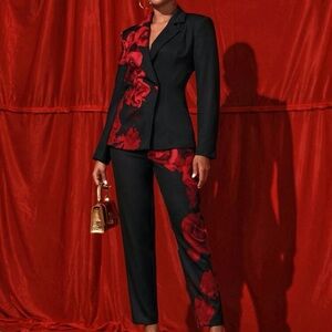 HEAVINZ LANE SHEIN Rose Print Suit Set